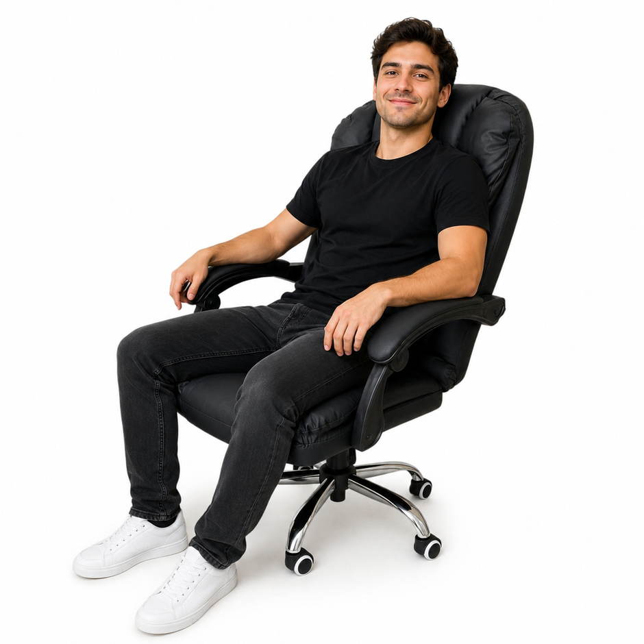 Silla Oficina con apoya pies Negra