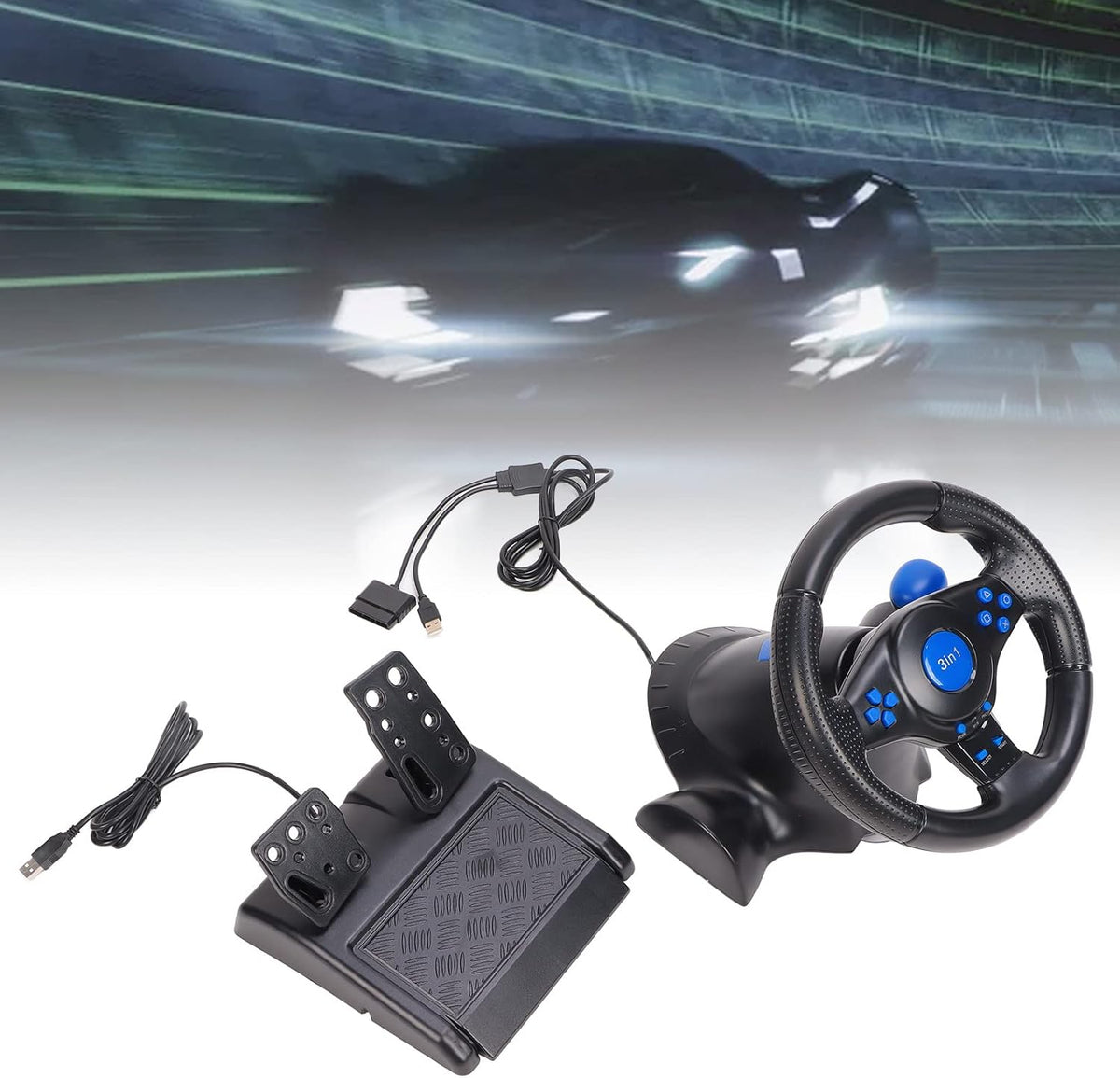 Volante y pedalera para ps4 y pc GT-V7