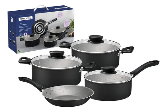 Batería de Cocina linz 7PZ TRAMONTINA COLOR NEGRO