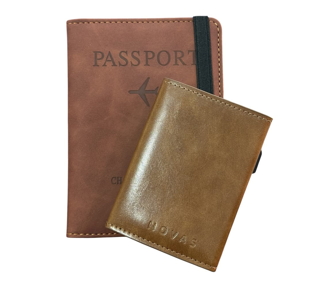 Combo Día Del Padre - Billetera Tarjetero+ Funda Pasaporte Rfid